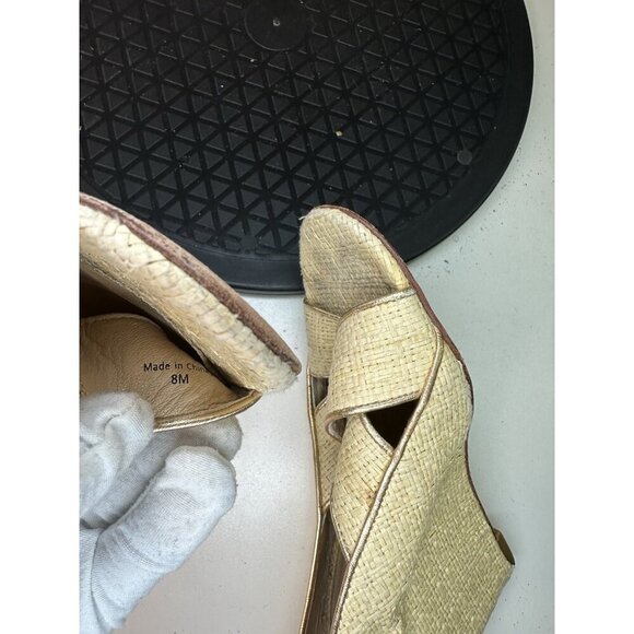 Diane von Furstenberg Wedges Peep Toe Heel Wicker Sz 8M - Picture 10 of 10